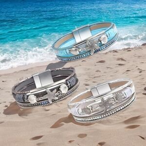 Starfish Charm Bracelets  - Glittering Blue, Gray or Silver